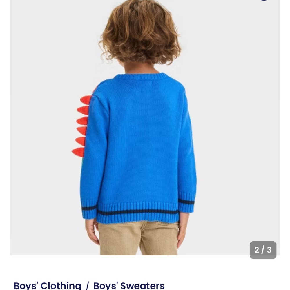 *NWT* CAT & JACK Dinosaur Pullover Crewneck Sweater Sz 18M 100% Cotton Halloween - Picture 2 of 3